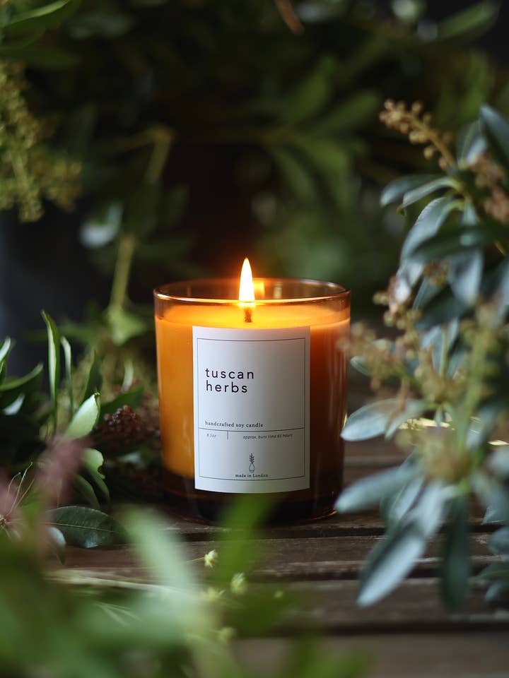 Tuscan Herbs Large Soy Candle for wholesale by Den Perfect