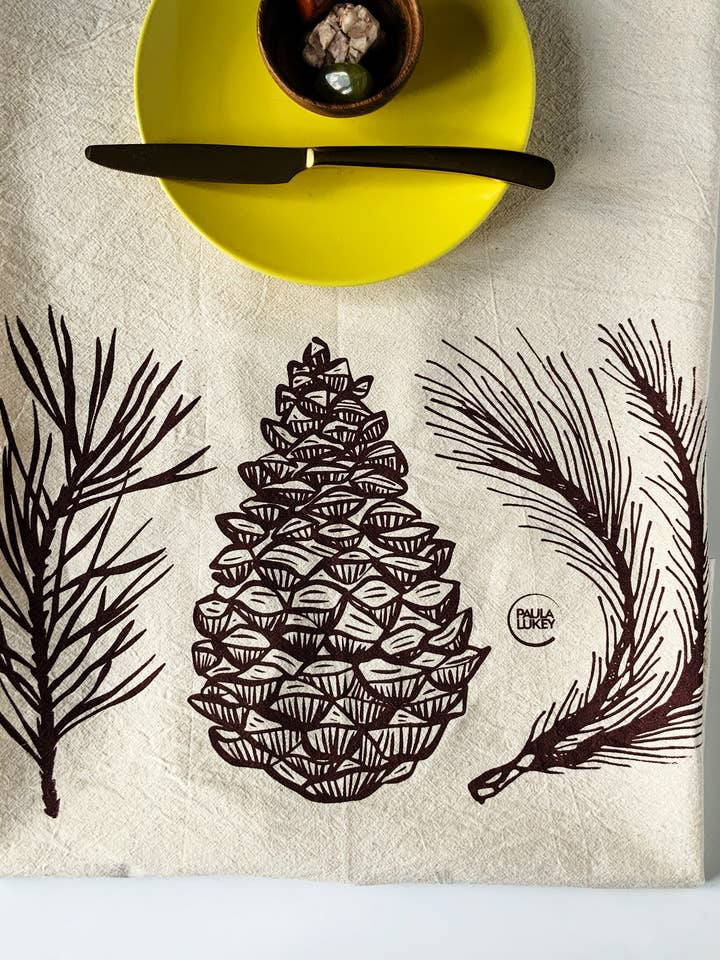 Torchon bio Pine and Cone brun - 20x24 pour la vente par HAVYN