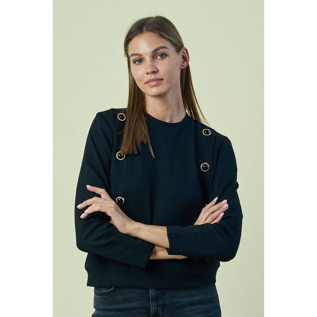 The GREii – wholesale Knit top – Women's – Santa Novelty Elegant Knit Top with Button Details0