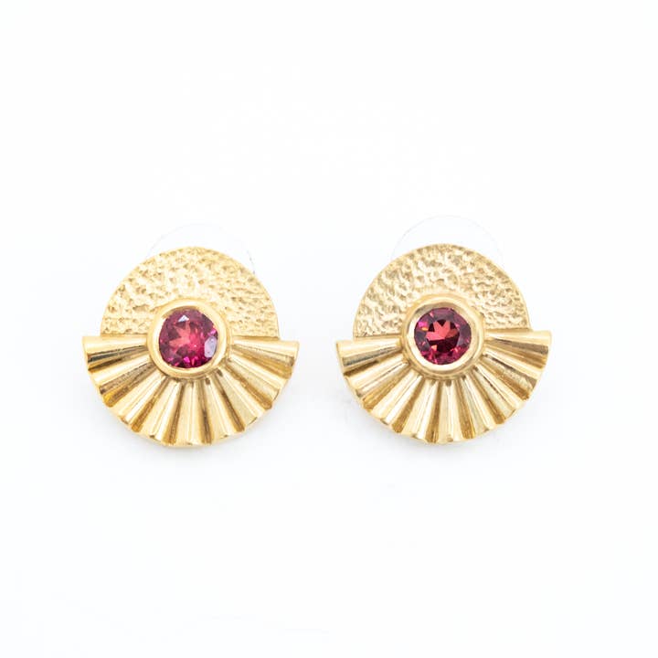 Sonnenaufgangsohrringe aus Vermeil und Granat für den Großhandel von Naya Jewelry