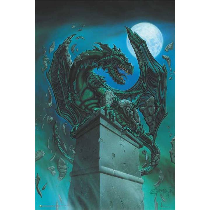 Scorpio Posters - Wholesale Poster - Awakening Gargoyle Dragon by: Ed Beard Poster - 24" X 36"