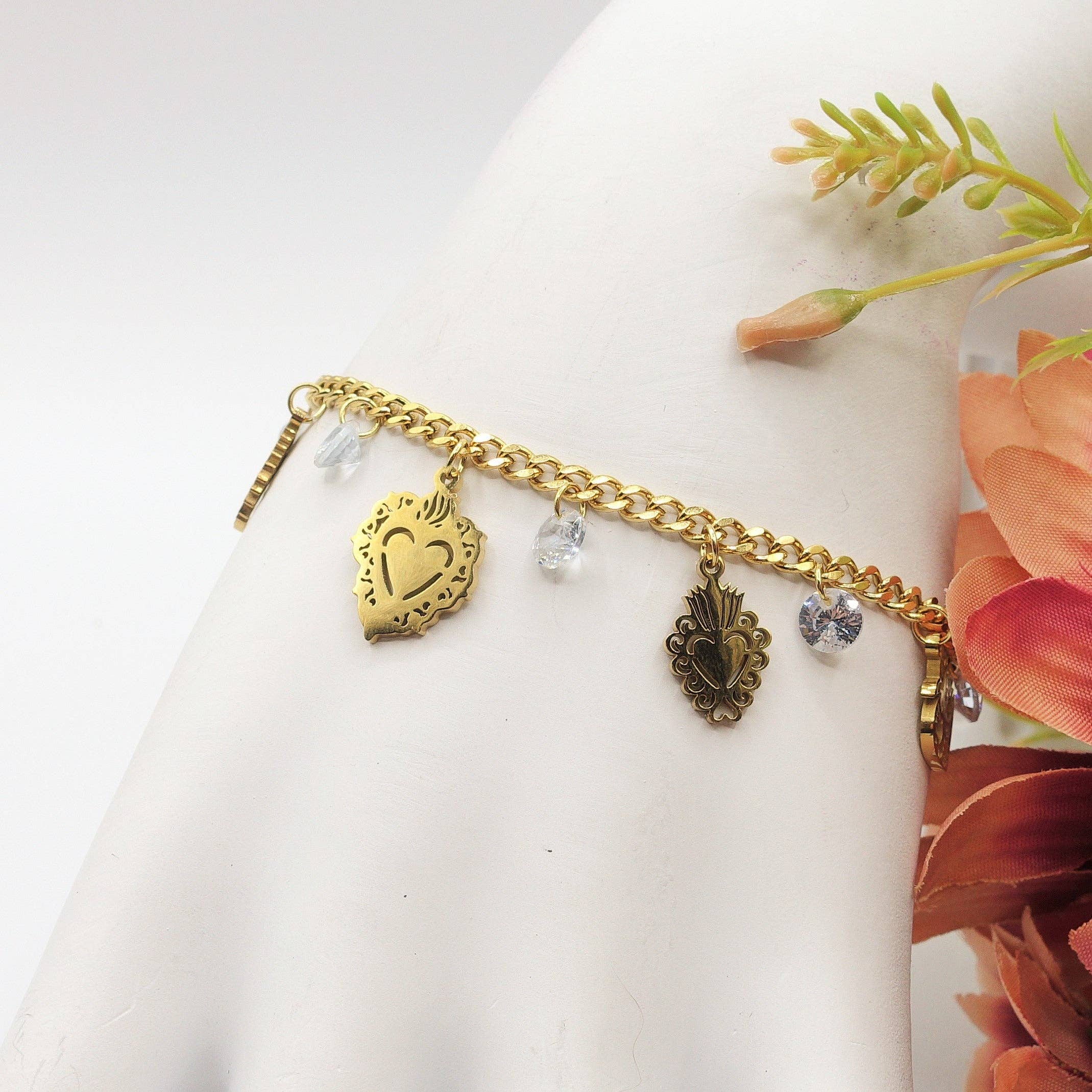Daemon srls - Wholesale Charm/Dangle Bracelet - SACRED ~ Bracciale ACCIAIO INOSSIDABILE con cuori sacri4
