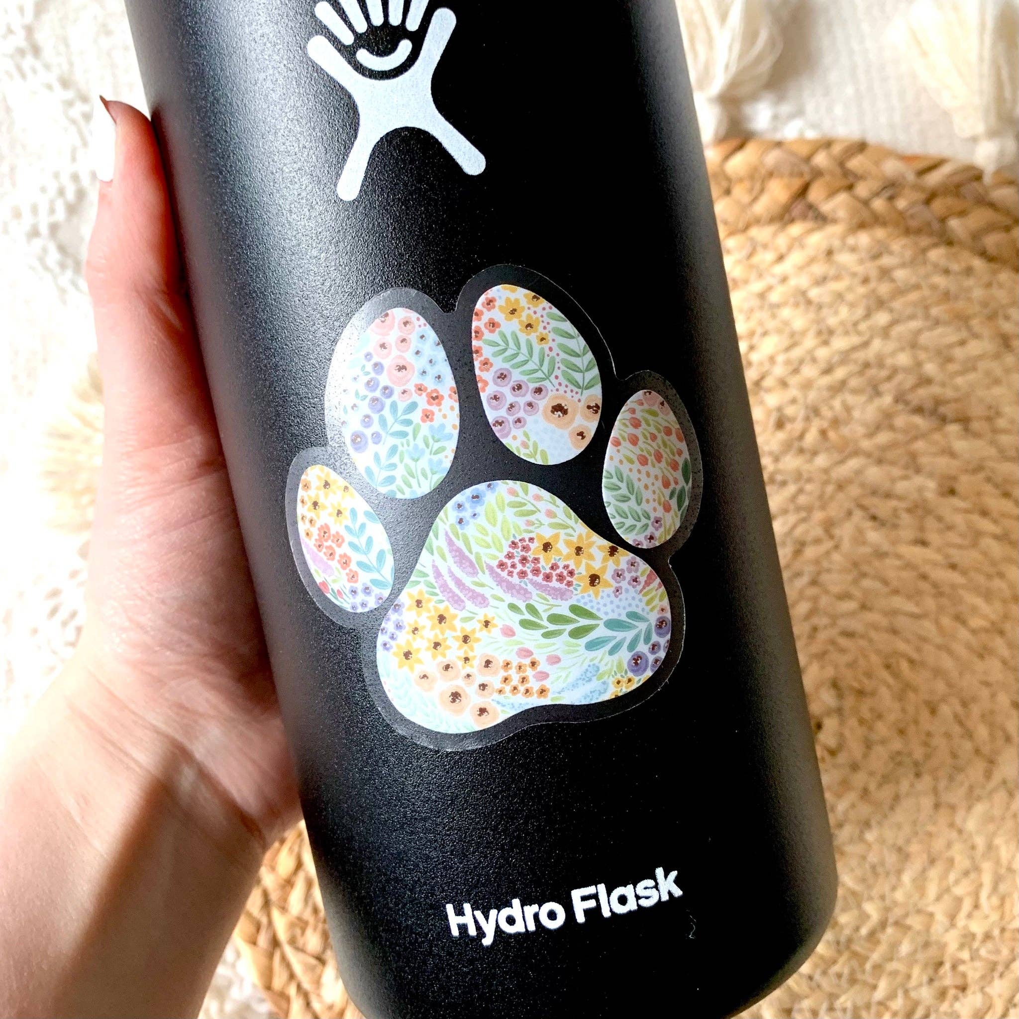 Elyse Breanne Design - Wholesale Sticker - Clear Floral Paw Print Sticker, 2.75x2.75 in.1