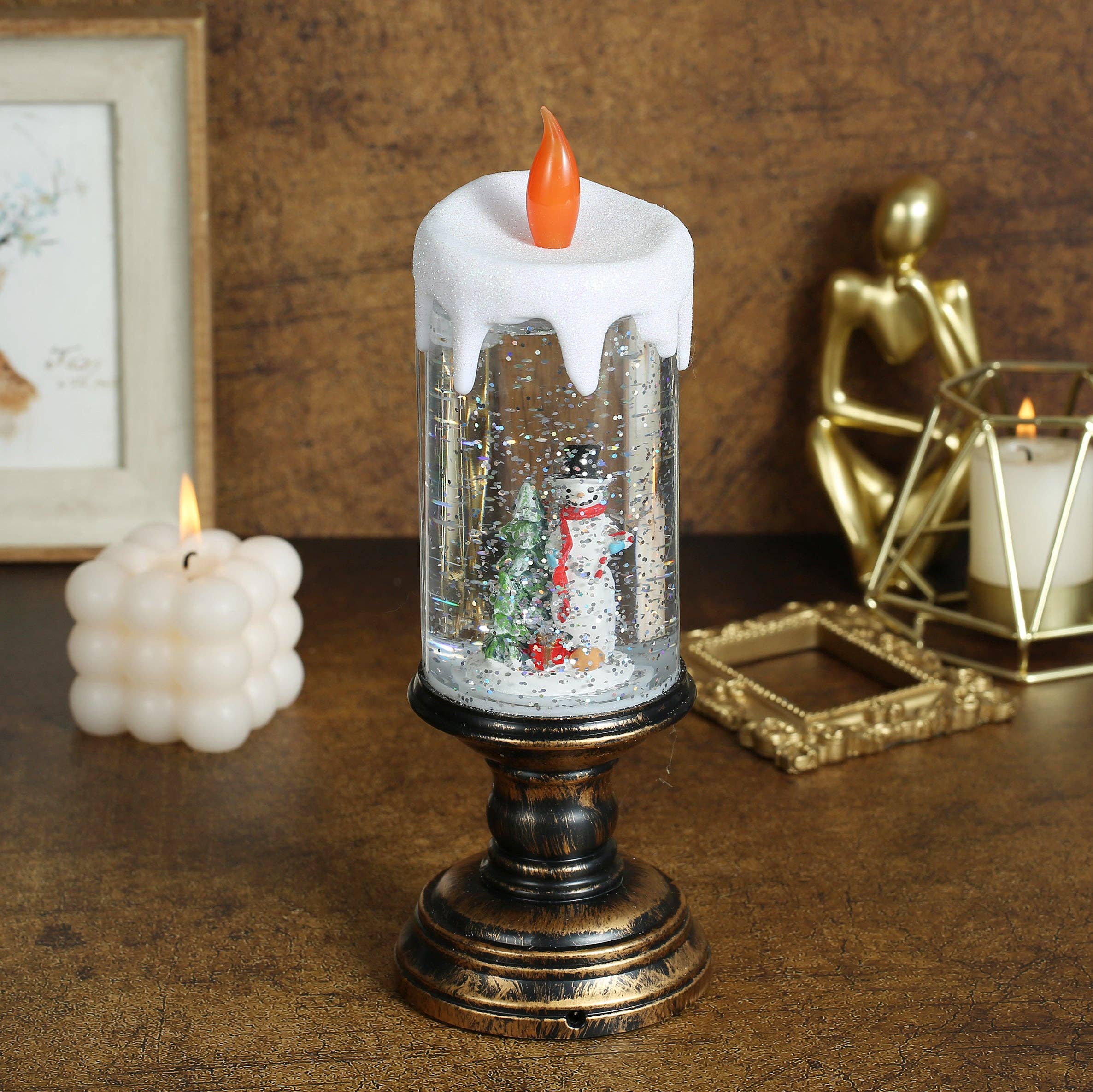 SINT - Wholesale Christmas Decoration - SINT Christmas Musical Snow Globe Candlestick Lantern18