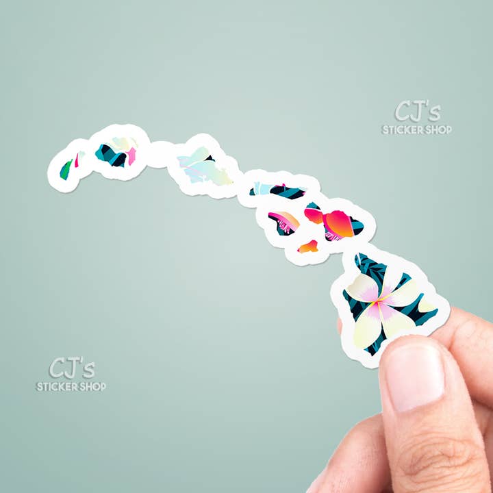 Hawaii Tropical State Outline Sticker for wholesale by CJ's Sticker Shop