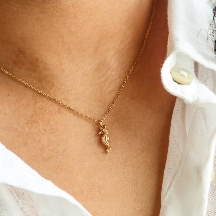 Bali Soul - Wholesale Halskettinghanger - Seahorse halsketting van verguld 18k staal1