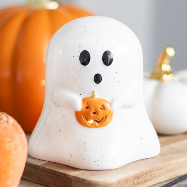 Portavelas de té con forma de fantasma y calabaza para Halloween para venta al por mayor de Something Different Wholesale