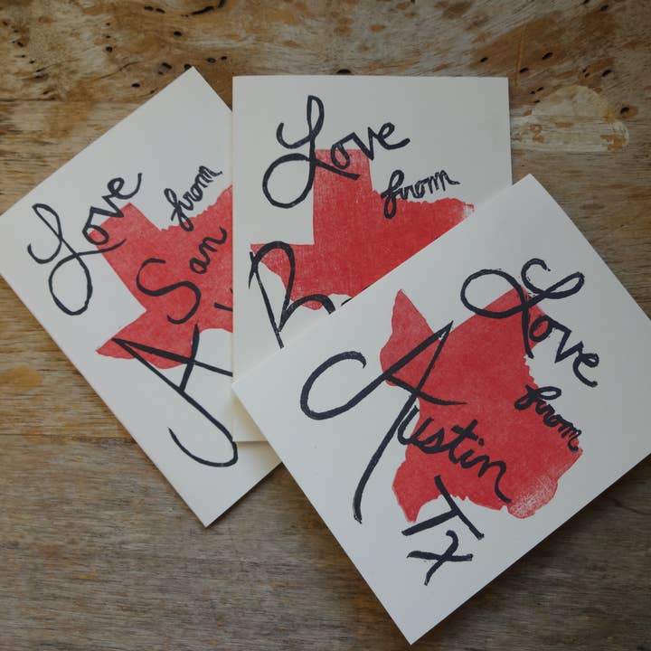 The Foxes Tail - Wholesale Love Card - Love From... State Handmade Note Card1