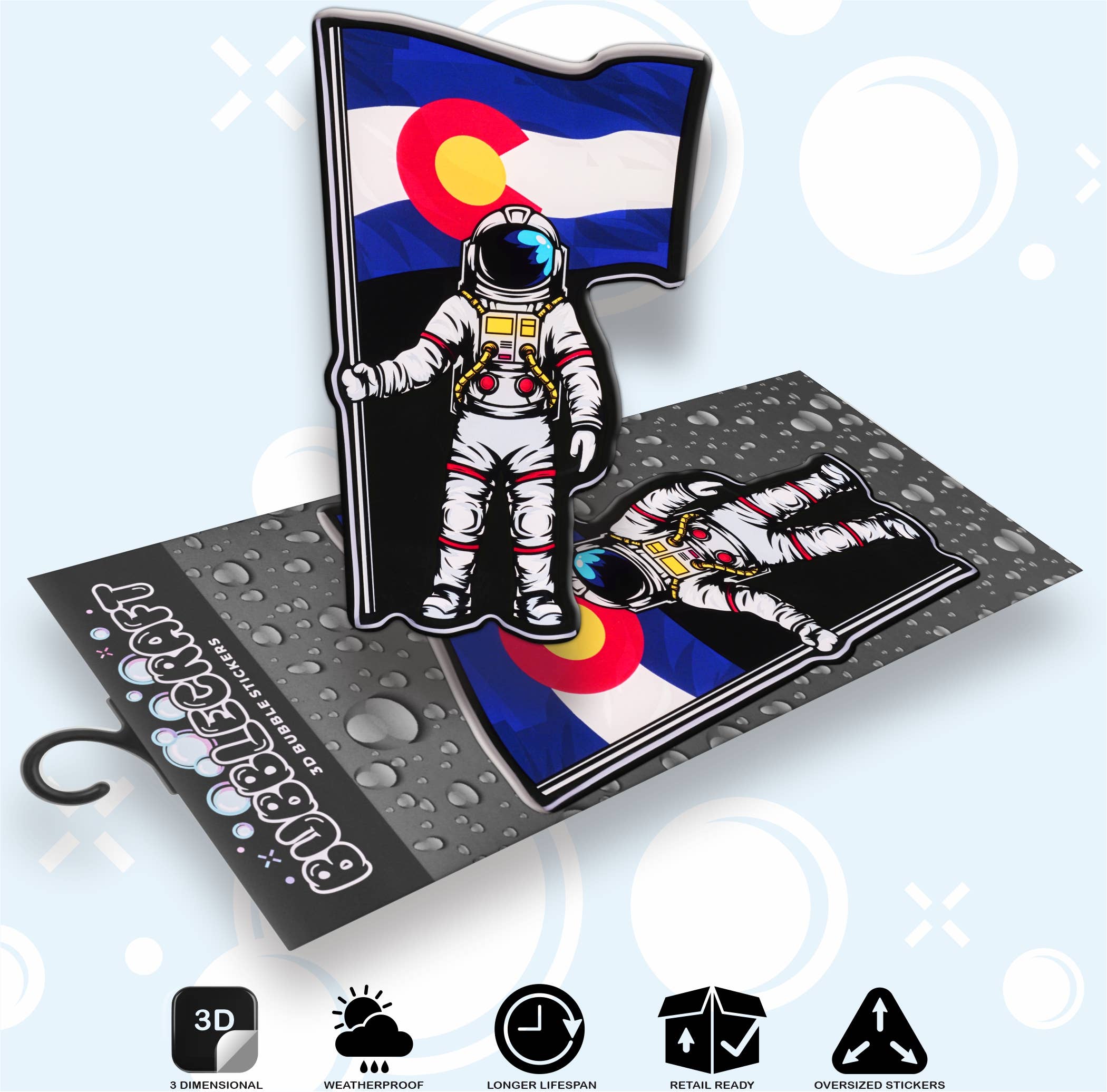 Bubblecraft - Wholesale Sticker - Colorado Flag Moonman Graphic 3D Souvenir Sticker Large0
