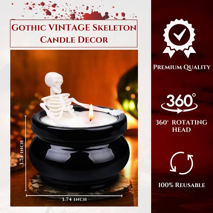 The Wine Savant / Khen Glassware - Wholesale Jar/Filled Candle - Halloween Decoration Skeleton Skull Candle