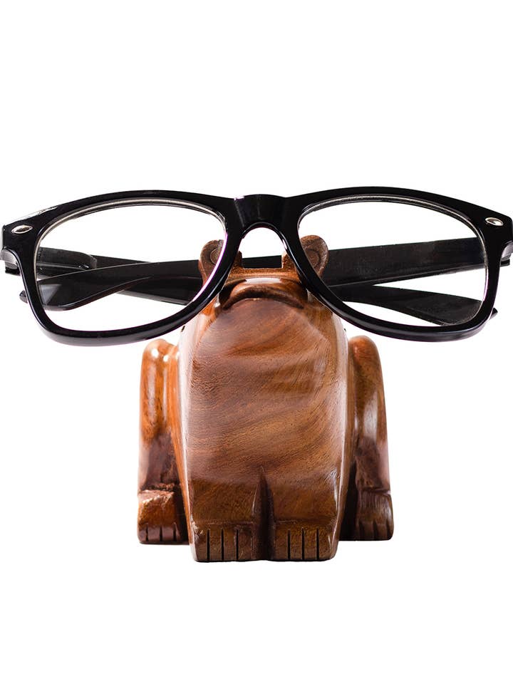 Suporte para Óculos em Forma de Sapo - Madeira Entalhada à Mão por atacado de Matr Boomie Fair Trade