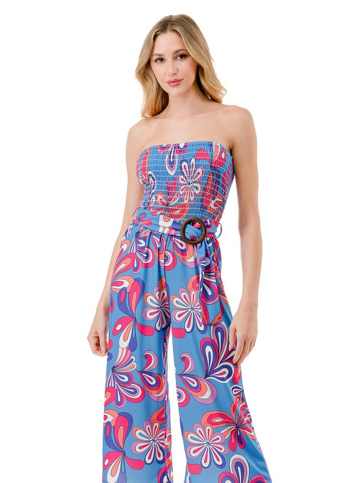 AMBER TUBE CAPRI JUMPSUIT (TURQUOISE MOD)- VD3323 for wholesale by VAVA by Joy Han