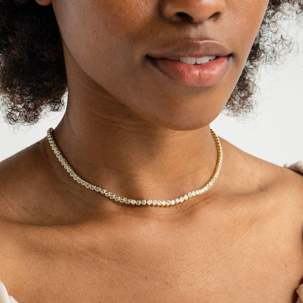 Brenda Grands Jewelry - Vente Collier maille et chaîne - Collier de tennis en or 18K avec diamants1