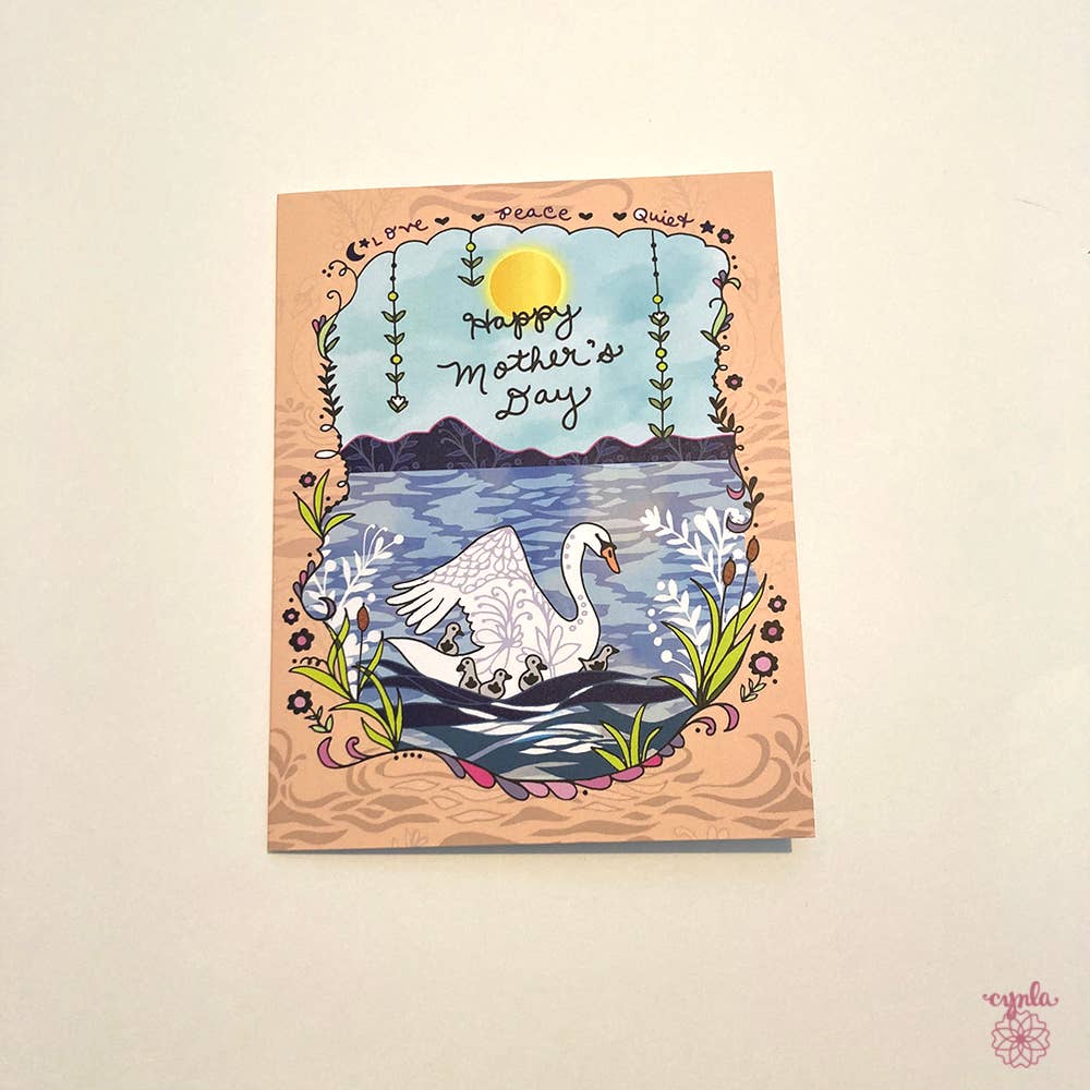 Cynla - Wholesale Mother's Day Card - Mama Swan Card - Mother's Day Greeting cards, mom, lake1