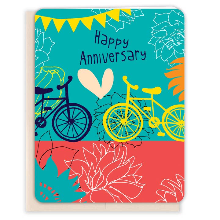 Fahrrad Happy Anniversary für den Großhandel von Paper Loop | Hand-Painted Greeting Cards