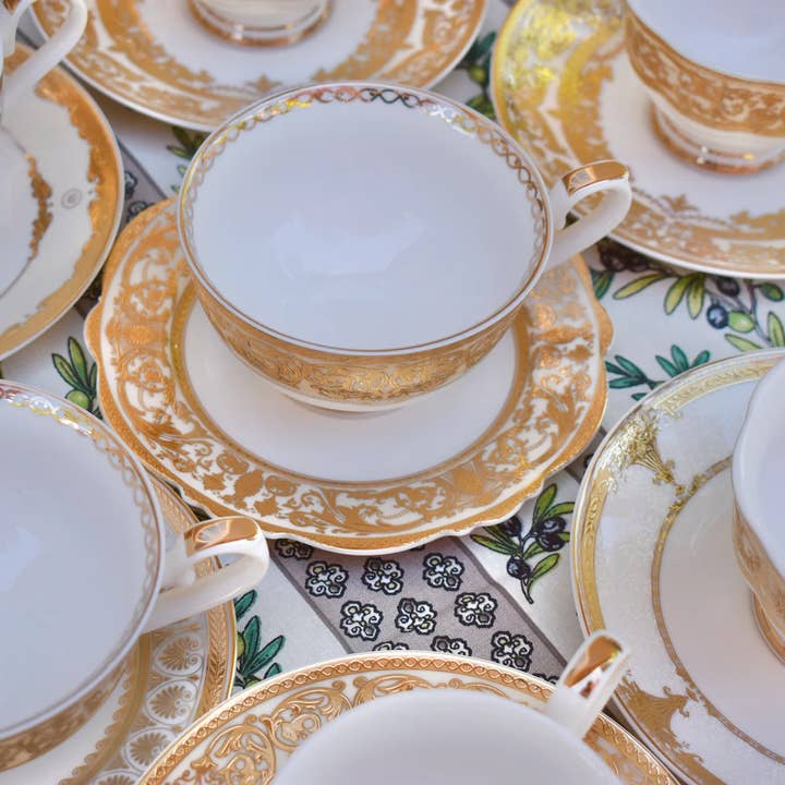 All Little Cute Things – Conjunto de chá por atacado – Xícara de Chá Requintada em Porcelana com Detalhes em Ouro e Prata para Eventos1