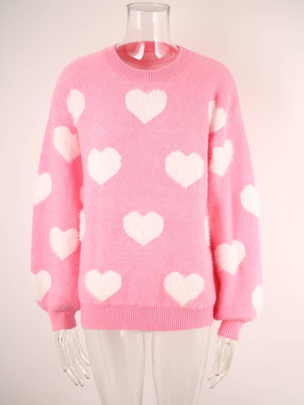 Rosa Clothing - Wholesale Knit Sweater - Women's - Cosy Hearts Jacquard Knitted Sweater0