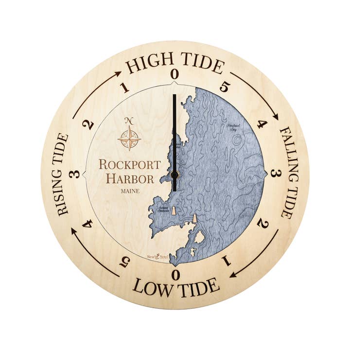Sea & Soul Nautical Chart Art - Vente Horloges murales - Carte de profondeur d'eau de la côte du Maine117