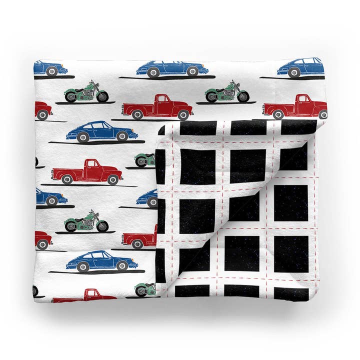 Couverture Minky pour enfants | Car Show pour la vente par Audrey & Bear