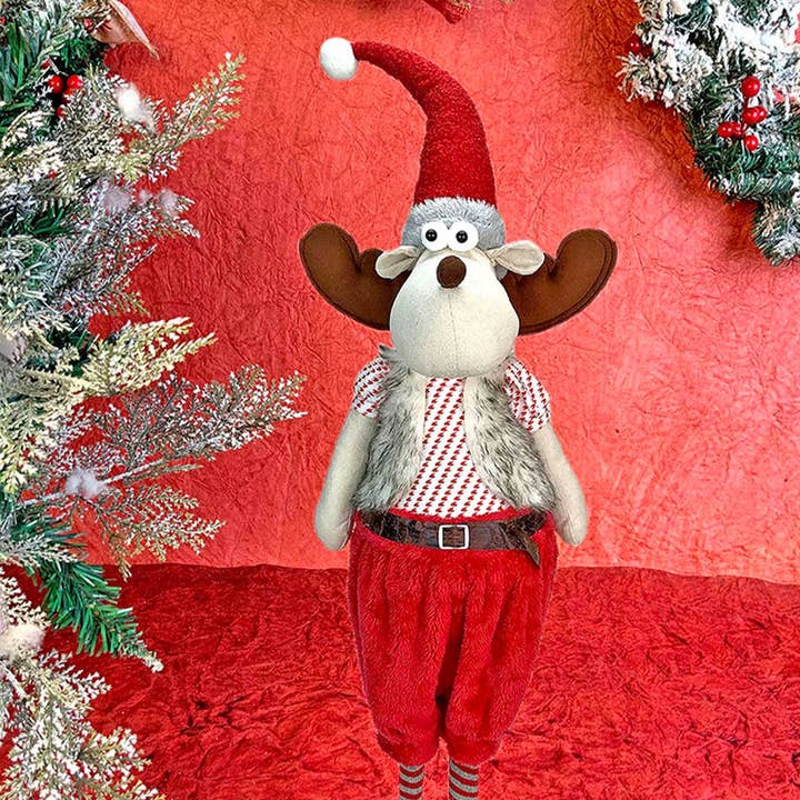 Foldable Tall Mr. Reindeer Self-Standing Woolen Decor for wholesale by Zwende
