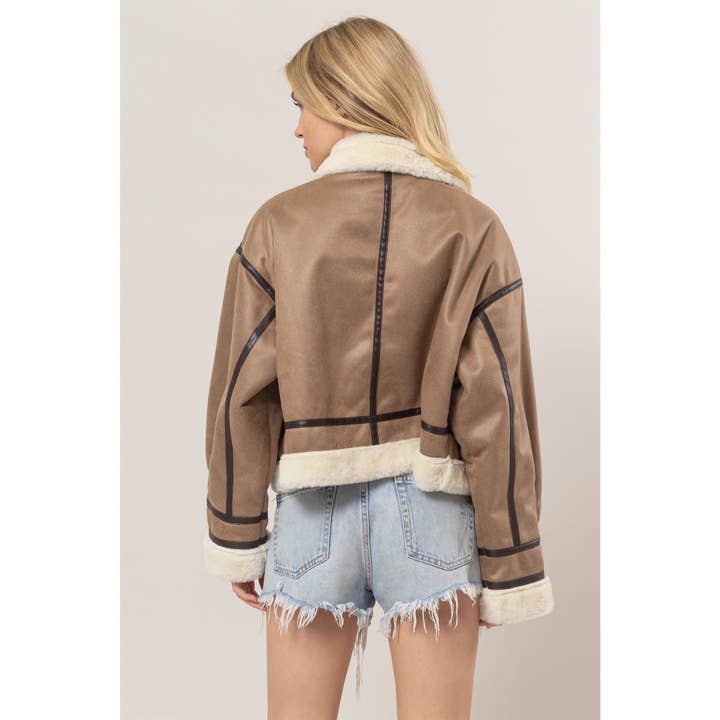 HYFVE - Wholesale Jacket - Women's - HF25A844-Fur Contrast Suede Jacket