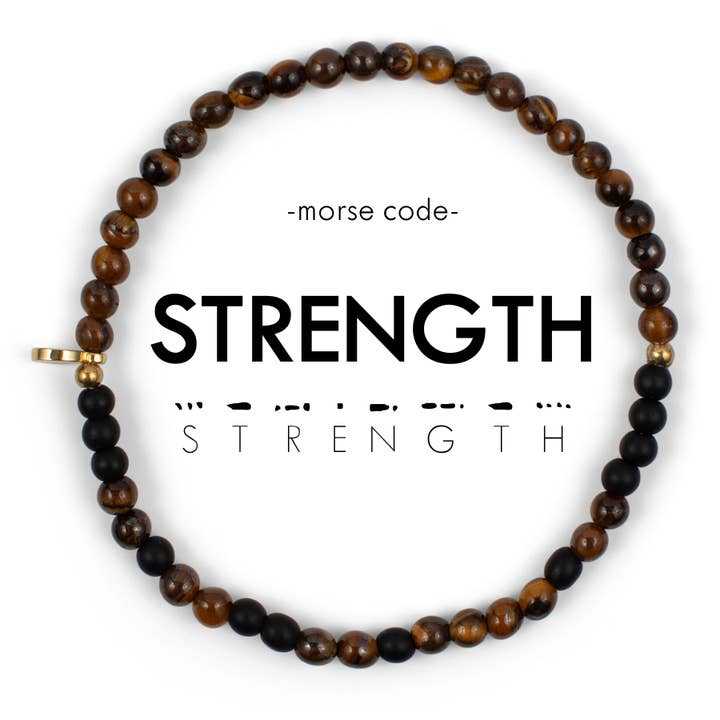 Tiger Eye & Matte Onyx Morse Code Armbånd Mænds Extended Size | STYRKE for engroshandel på Faire