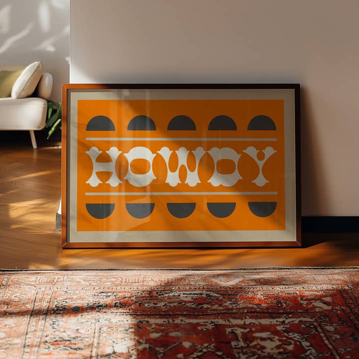 Tejas Country Club - Wholesale Art Print - Orange and Smoky Gray Howdy Home Decor Art Print (FLAT)7