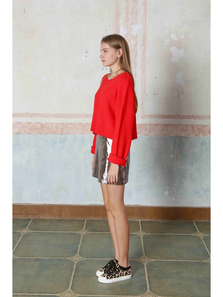 The Korner - USA - Wholesale Skirt - Women's - S24232196 - Ladies Faux Leather Mini Skirt2