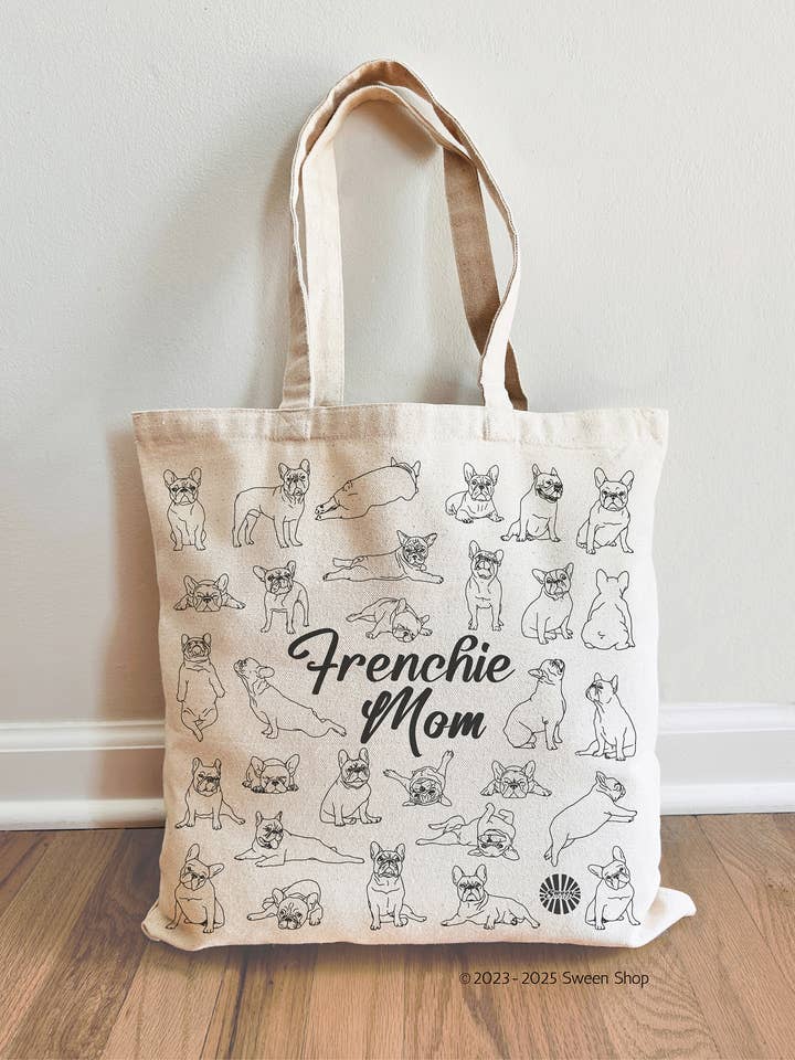 Frenchie Mom Canvas Tote Bag French Bulldog Pet Dog Gift for wholesale by Sween Shop