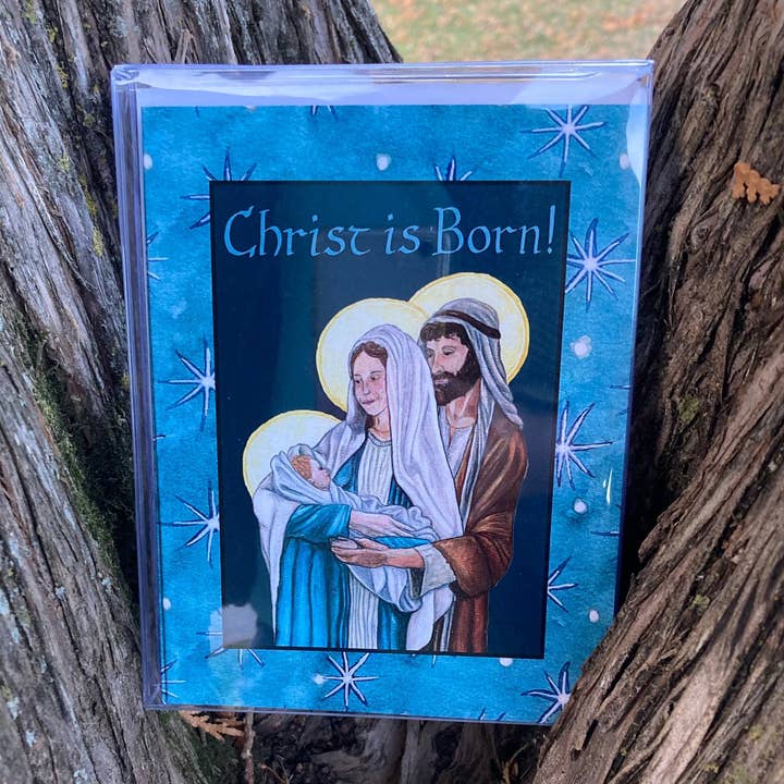 Box of 10 "Christ is Born" Christmas Greeting Cards (A2) for wholesale by Inventus Art