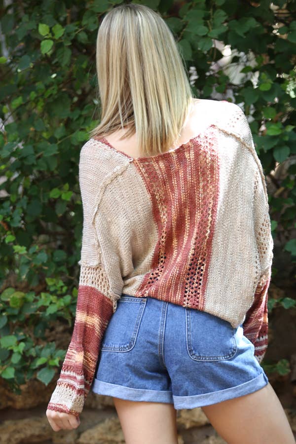 ANGIE - Wholesale Knit Sweater - Women's - XHE55-ASIS BEACHY LIGHT WEIGHT V NECK CROP PULLOVER SWEATER28