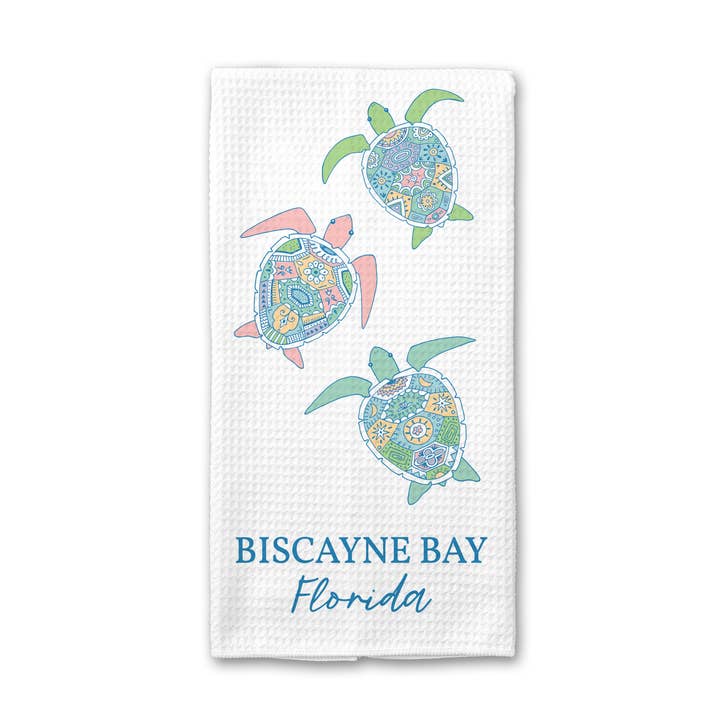 Custom Beach Town City State Coast Nautical Kitchen Towel for wholesale by Canary Road