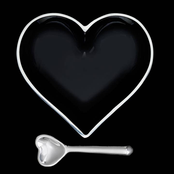Happy Shiny Black Heart with Heart Spoon for wholesale by Inspired Generations