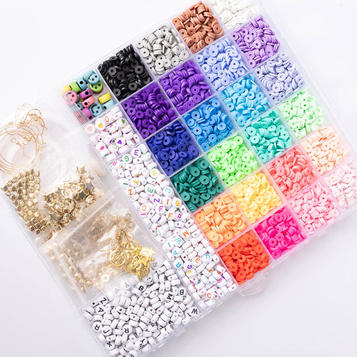 Jewelry Made by Me - Wholesale DIY Craft Kit - Multicolor Alphabets, Heishi, and Happy Faces Letter Bead, Charms, and findings Mega DIY Jewelry Kit3