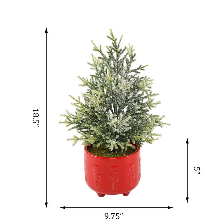 Flora Bunda Inc - Wholesale Artificial Christmas Tree - 18.5"H Frosted Xmas Tree in 6"Cracker Ceramic Footed