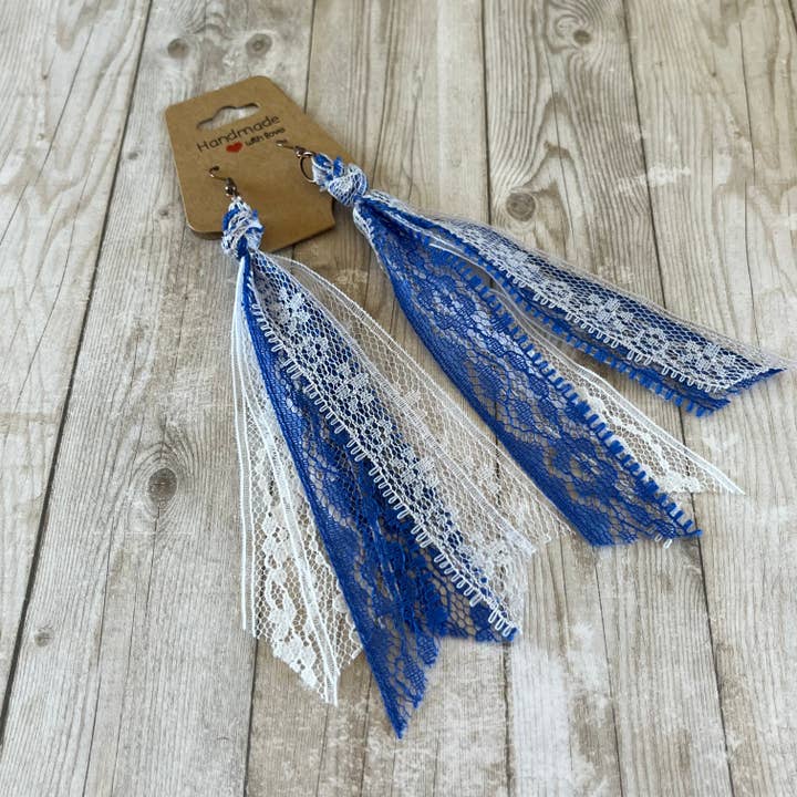 Traditional Hanukkah Lace Tassel Earrings for wholesale by Open Window Studios