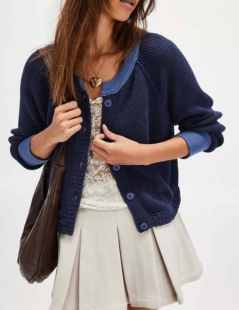 Dipped Shop – wholesale Cardigan – Women’s – Contrast Color Button Knit Cardigan DPC26184