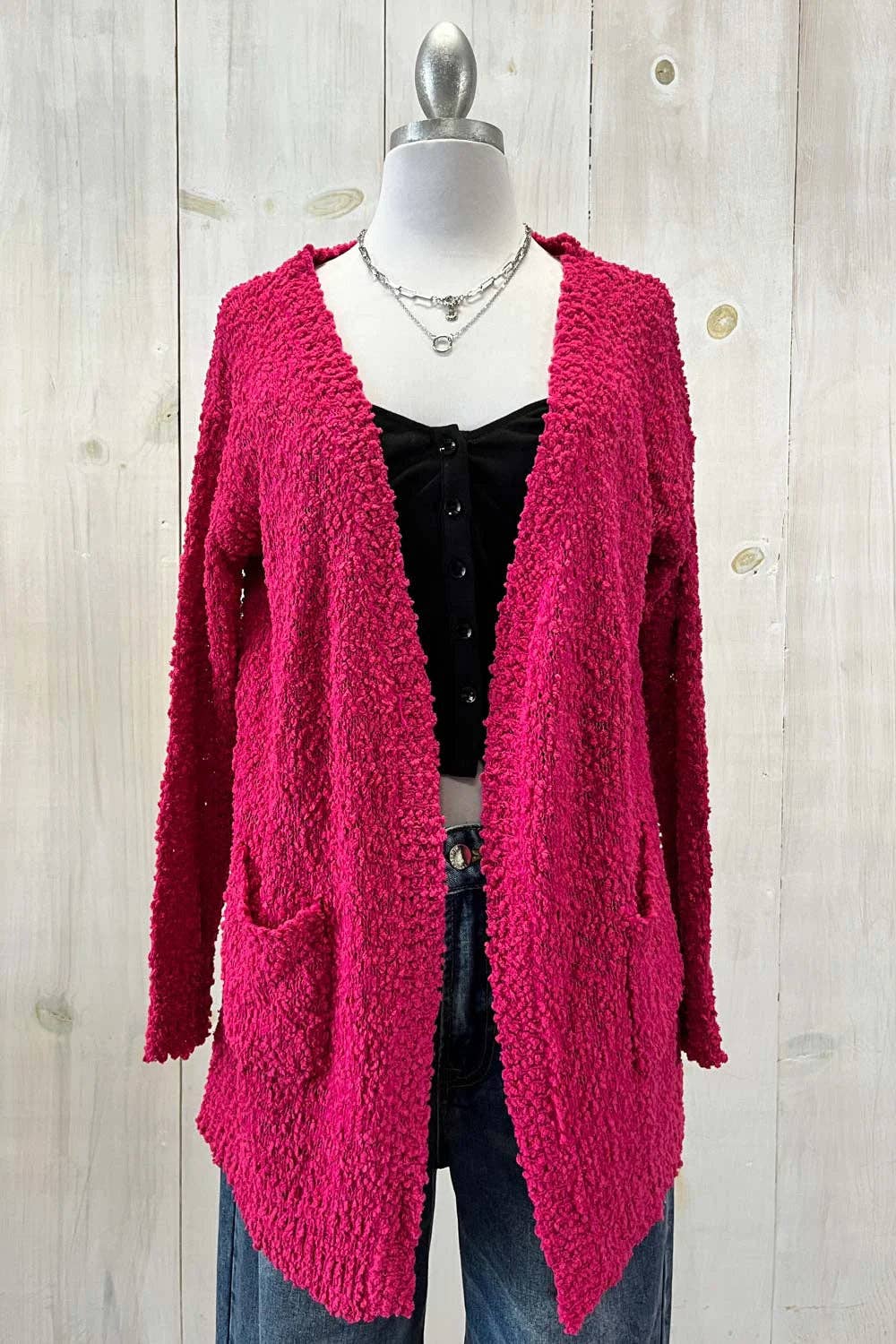 Tasha Apparel Wholesale - Wholesale Cardigan - Women's - Trendy Popcorn Knit Open Front Cozy Lightweight Oversized Cardigan Sweater2