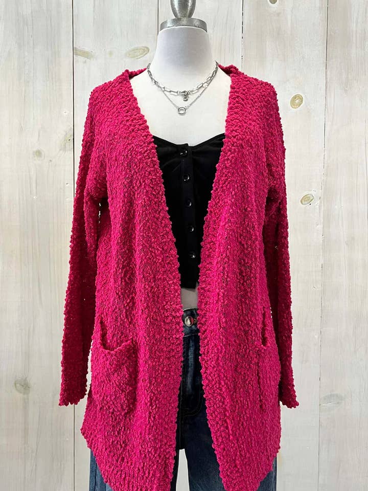 Tasha Apparel Wholesale - Wholesale Cardigan - Women's - Trendy Popcorn Knit Open Front Cozy Lightweight Oversized Cardigan Sweater2