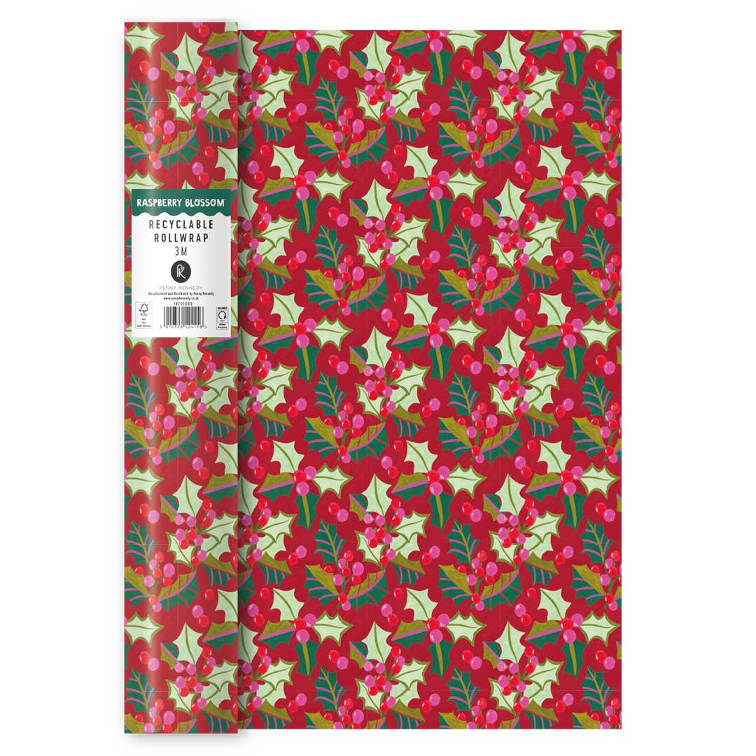 Penny Kennedy Ltd - Wholesale Inpakpapier per rol - Kerstmis 2025 Cadeaupapier 3M Rood Hulst Groen Eco3