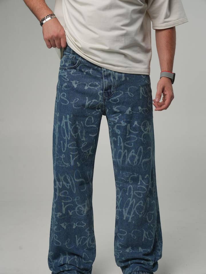 Jean droit gris foncé délavé pour homme 0725C1462 pour la vente par Monocloth