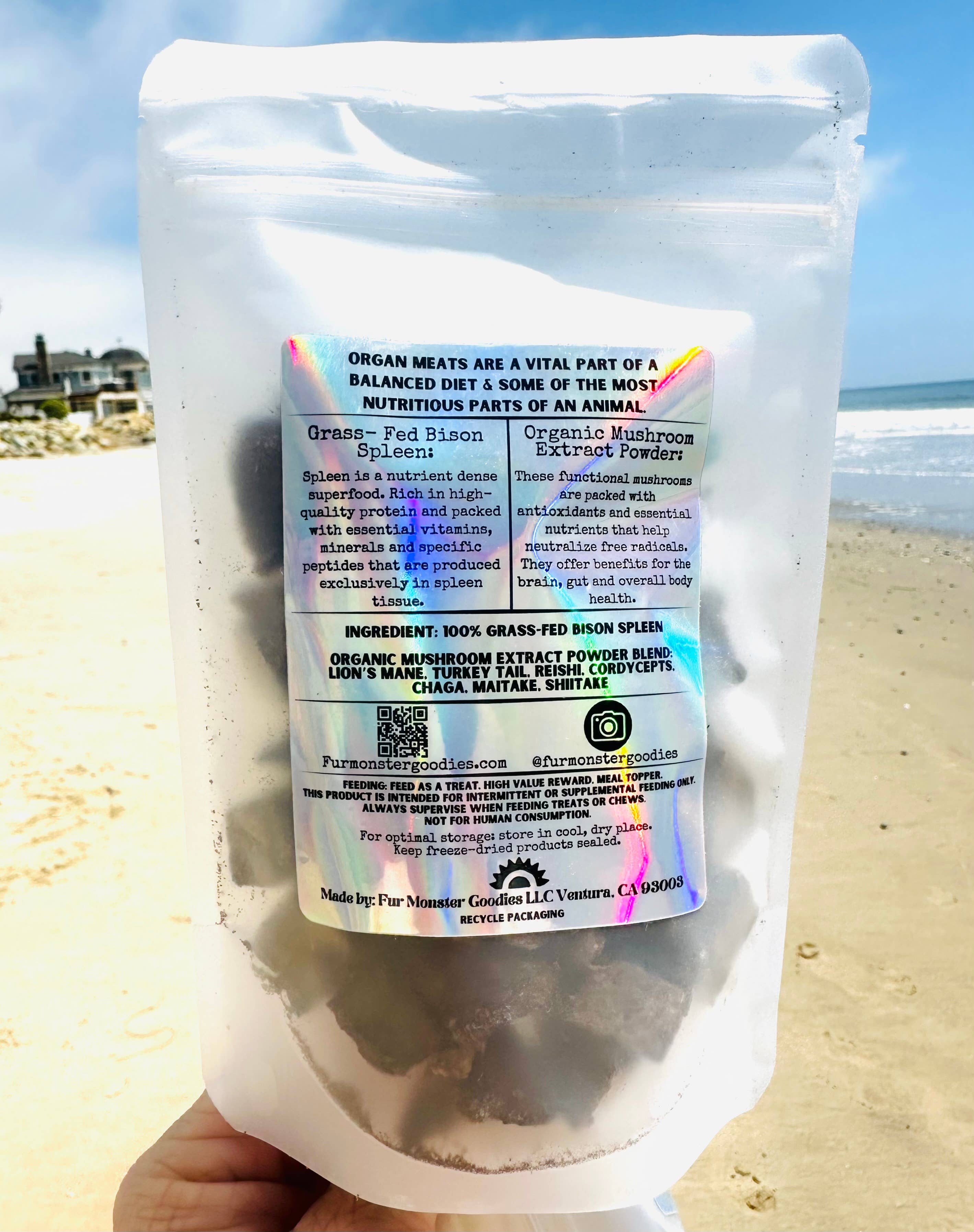 Fur Monster Goodies LLC - Vente Friandises – chien - Rate de bison 100 % nourri à l’herbe lyophilisé aux extraits de sept champignons biologiques2