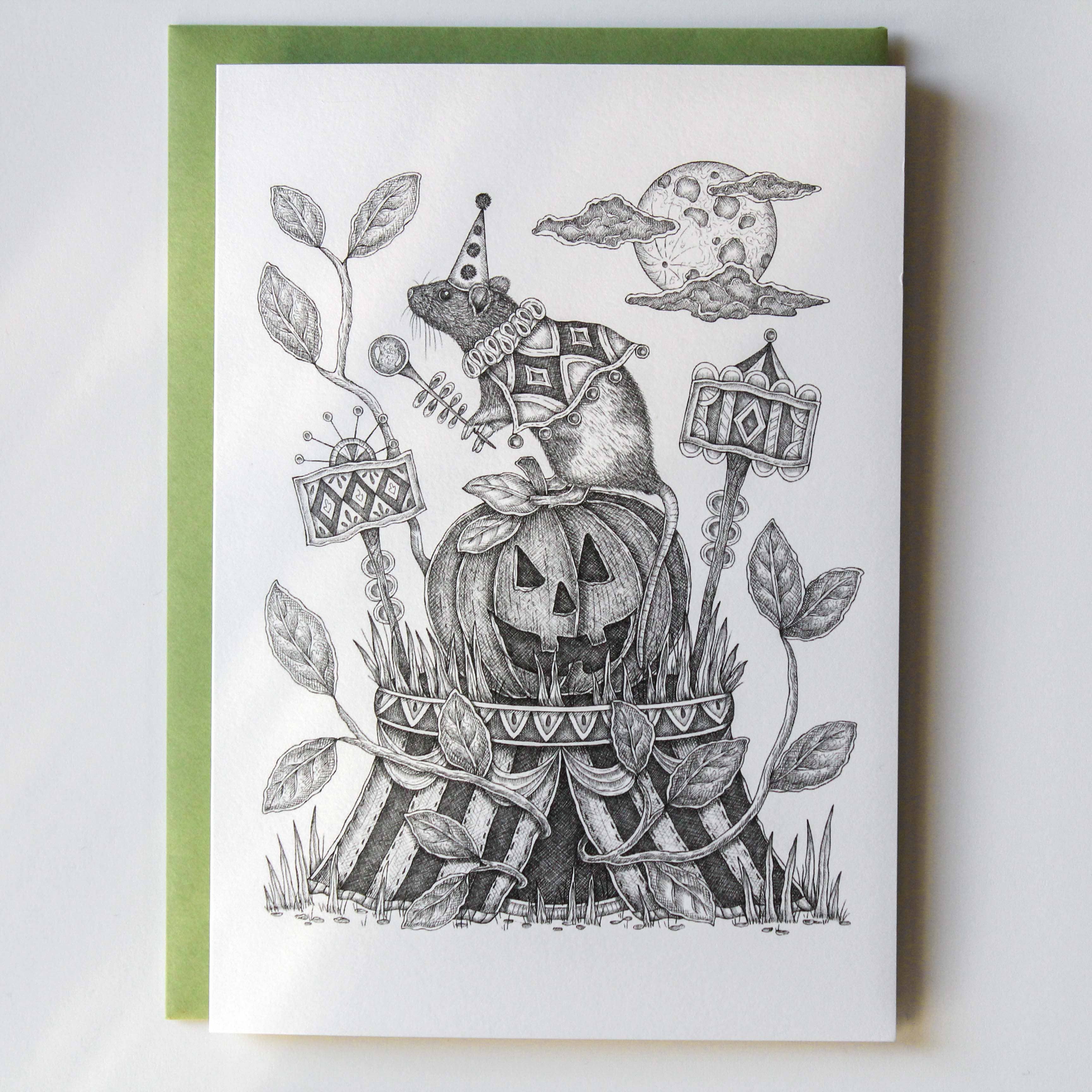 Mackenzie Myrick Studio - Vente Carte de vœux classique - Le cirque de la pleine lune | Carte de voeux0
