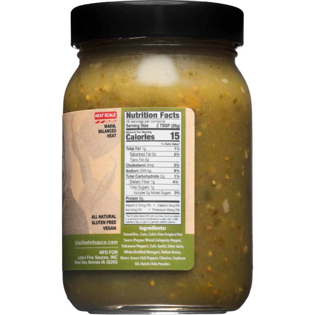 Lola's Fine Hot Sauce - Wholesale Salsa - Hatch Green Chile & Sweet Corn Salsa 16 oz - Mild2