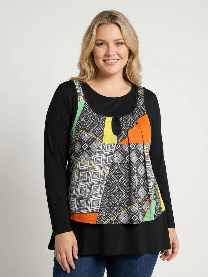 Conjunto de camisola interior + top estampado branco tamanho grande (A239) por atacado de Pomme Rouge Paris