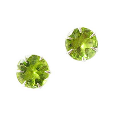 Boucles d'oreilles à tige en péridot Elegance 7 mm pour la vente par Saraswati Imports
