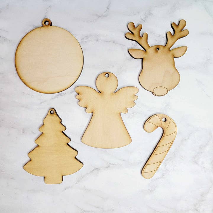 Multi-Pack DIY Christmas Ornament Wood Blanks 5 Pack -Set 1 for wholesale by OllieBug Tot Shop