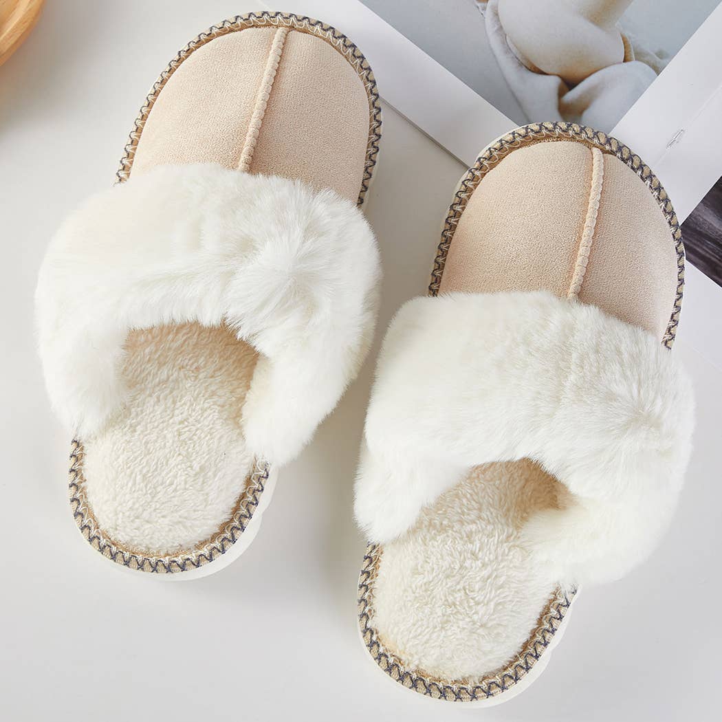 Fashion City - Wholesale Slippers - Women's - Fluffy Faux Fur Lined Indoor Slippers 0