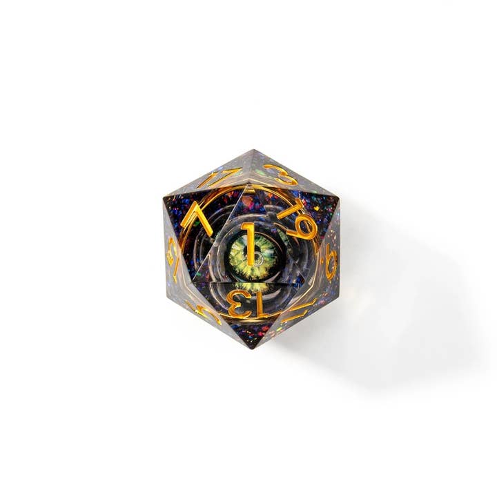 Tabletop Dominion Limited - Wholesale Dice - Watcher's Ring | 33mm D20 Dice | Oversized Moving Eye Liquid