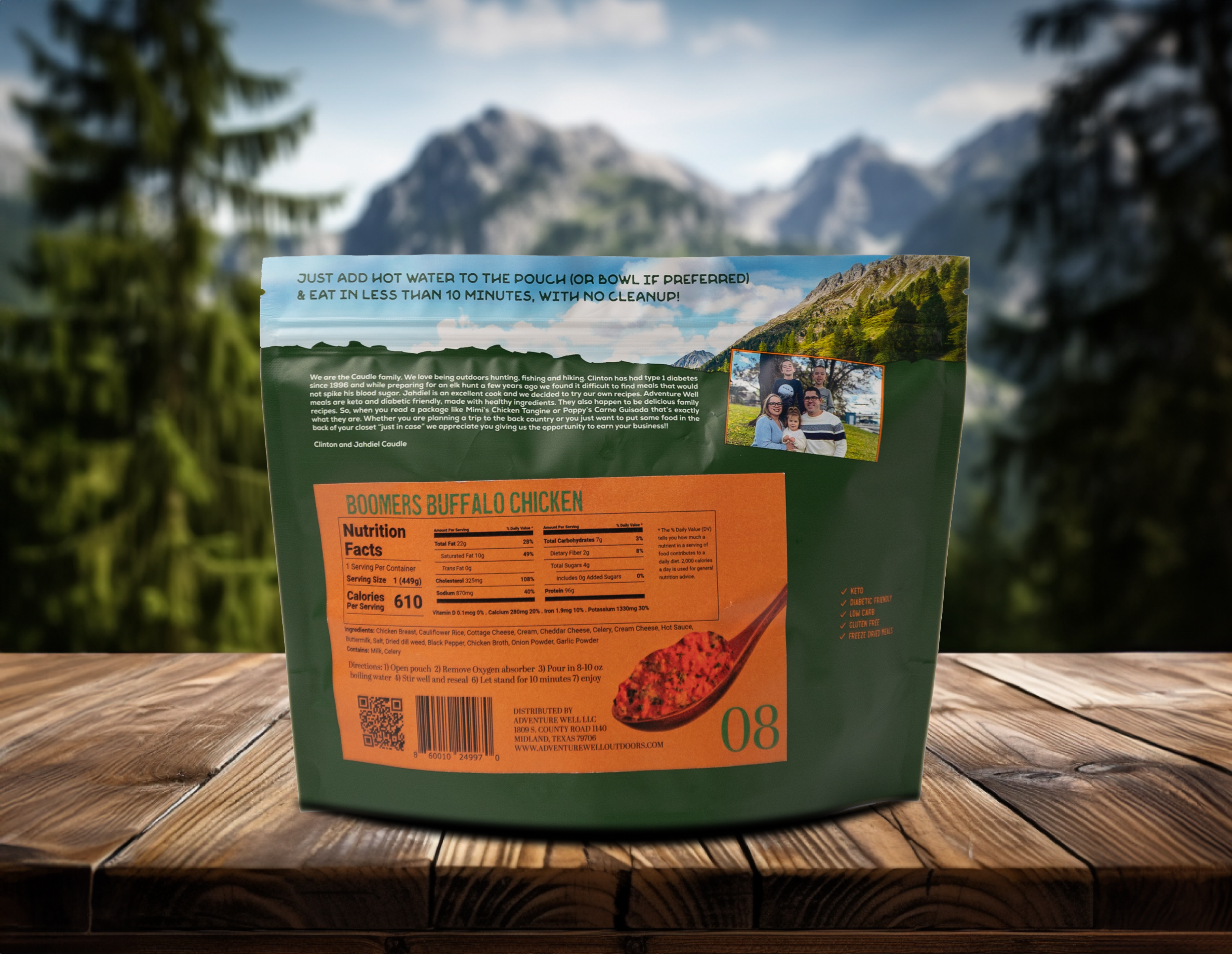 Adventure Well Outdoors – Engroshandel Hyldestabil færdiglavet mad – Boomers Buffalo Kylling3